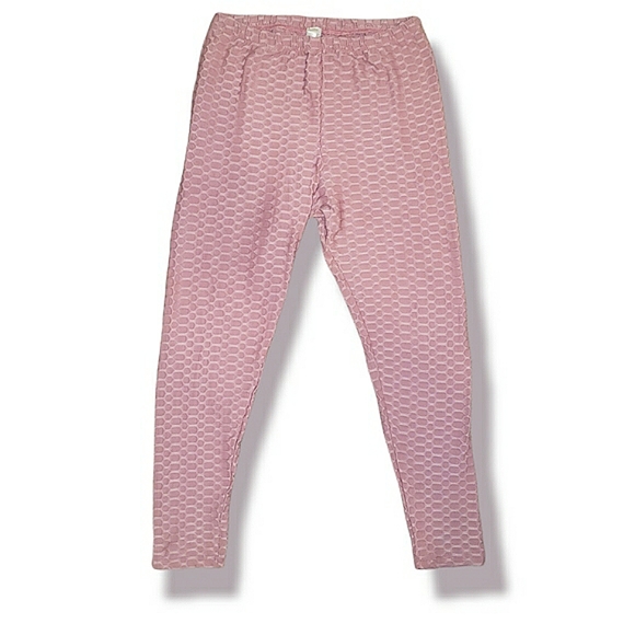 Cacia High Rise Scrunch Butt Honeycomb Bubble Texture Mauve Slimming Leggings L - Picture 2 of 16